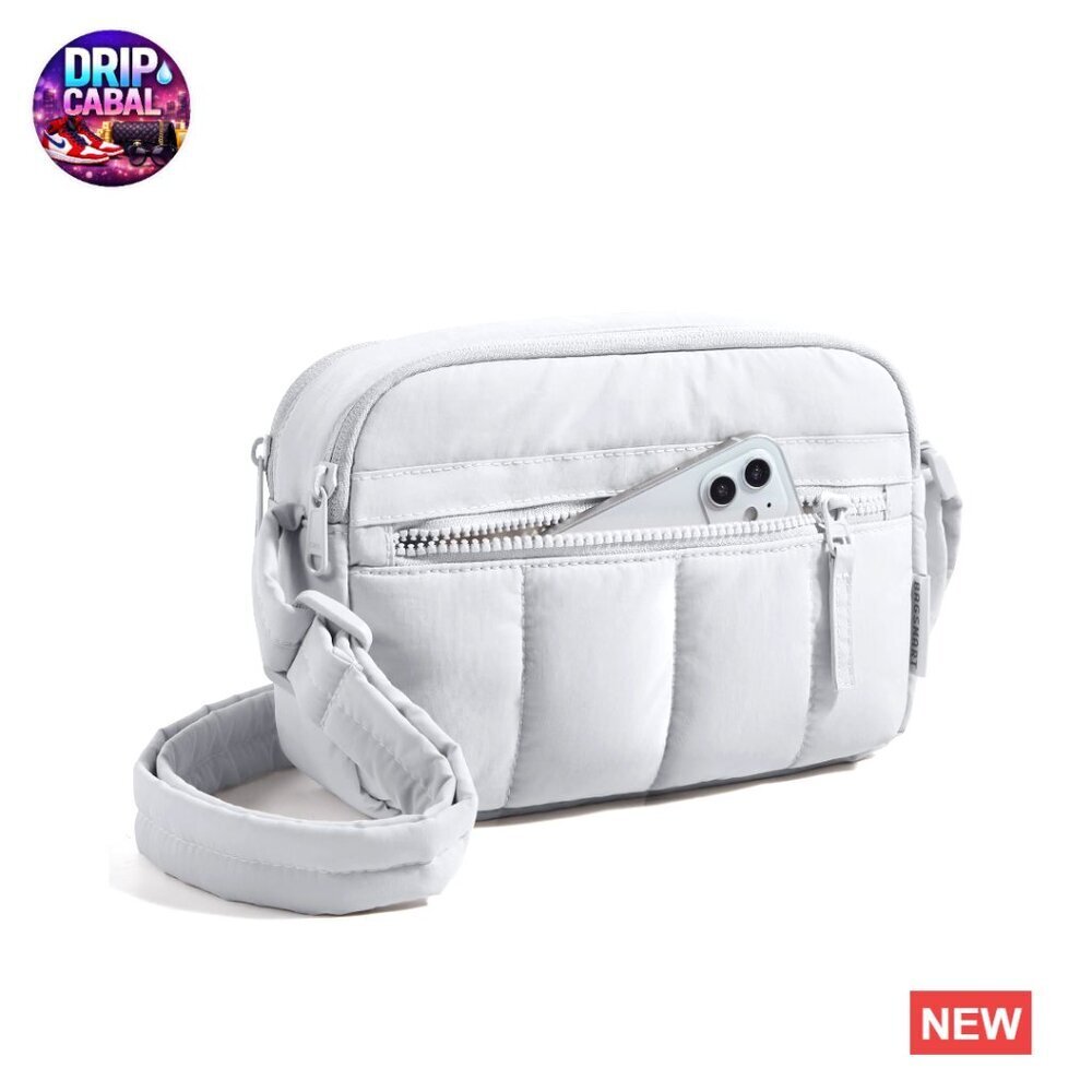 Puffy Quilted Crossbody Bag RFID Blocking Travel Purse Adjustable Strap